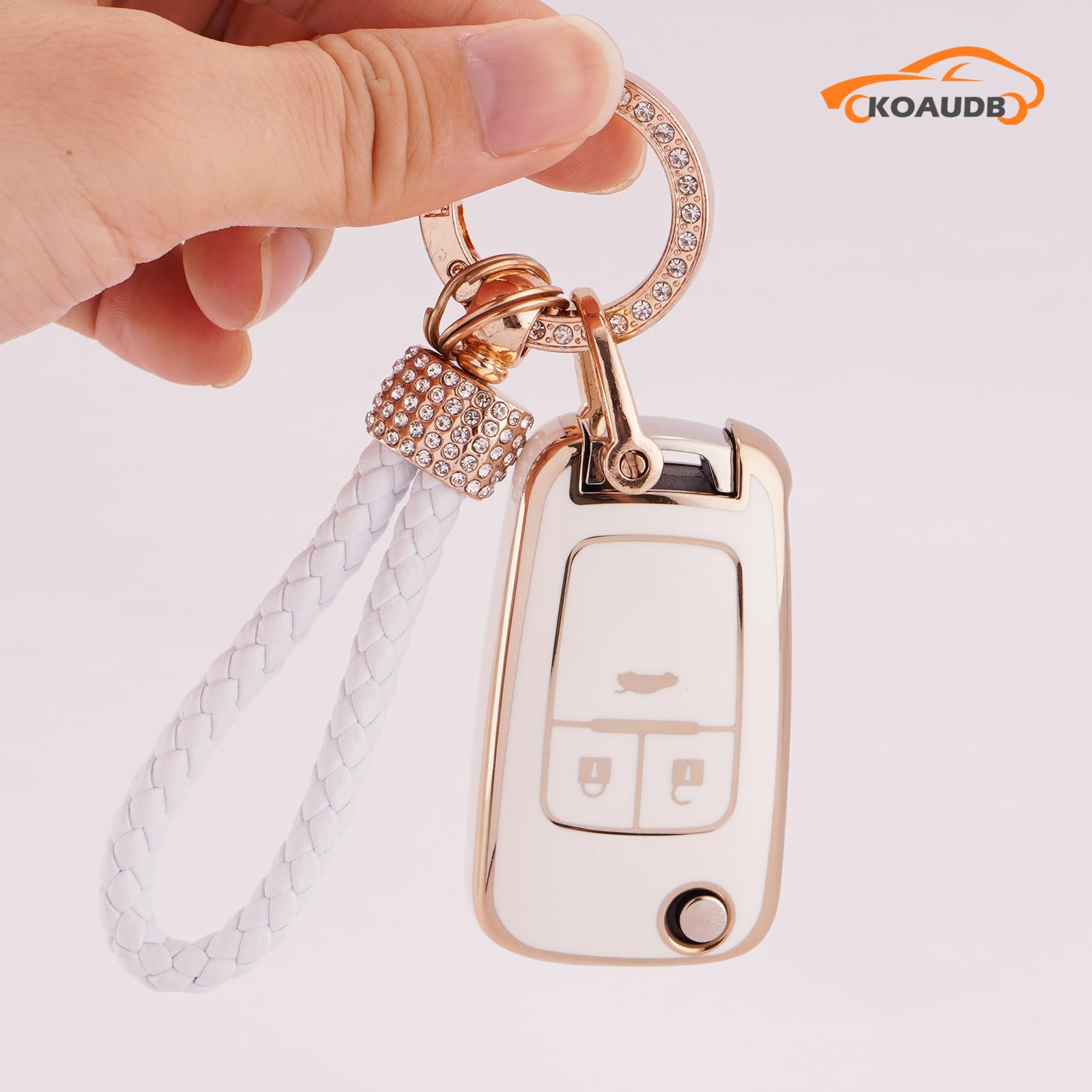Car Key Cover Cases Keychain Compatible with Vauxhall Opel Astra Insignia Vectra Zafira Meriva Mokka Chevy Cruze Captiva Orlando Holden 2 3 Button Flip Folding Key Fob Case (Chv-3F) — view 5