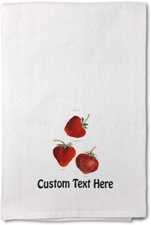 Style In Print Custom Decor Flour Kitchen Towels Strawberries Food & Beverage Fruit Food & Beverage Fruit Cleaning Supplies Dish Towels Personalized Text Here