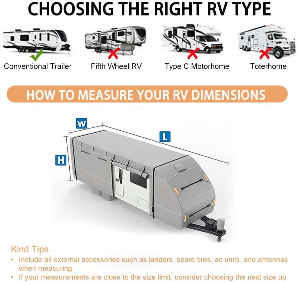 RV Cover for Keystone RV CO Coleman 13B 2025-2026, 420D Travel Trailer Cover, Waterproof Camper Cover for Outdoor Storage with Adjustable Straps