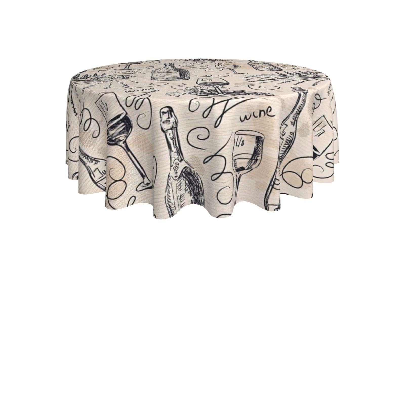 ENGhjes Wine and Winemaking Winery Grape Field Print Round Tablecloth 60in Washable Stainproof Polyester Cloth for Kitchen Idea