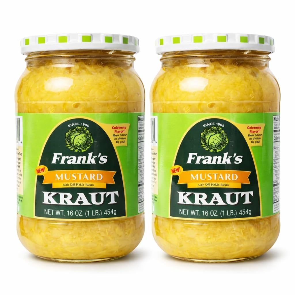 Frank’s Kraut Mustard With Dill Pickle, 16oz Jar, 2 pack – Tangy Dill Pickle Mustard Spread, Gourmet Sandwich & Sausage Condiment
