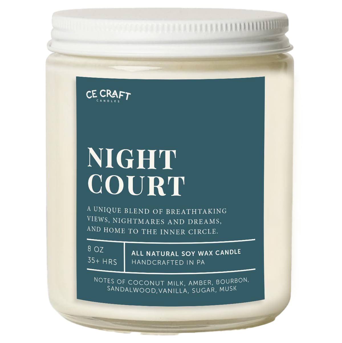 CE Craft Night Court Scented Candle - Library Book Gift for Her, Acotar, A Court of Thorns and Roses, Manly Book Location