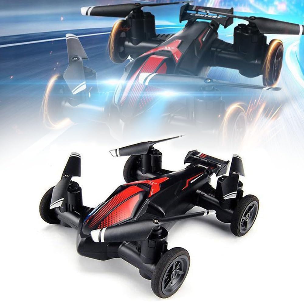 Remote Control Flying Car Air-Ground Dual Mode Toys, Fighter Plane Glider Airplane Outdoor Flight Toys for Kids and Adults (Red A)