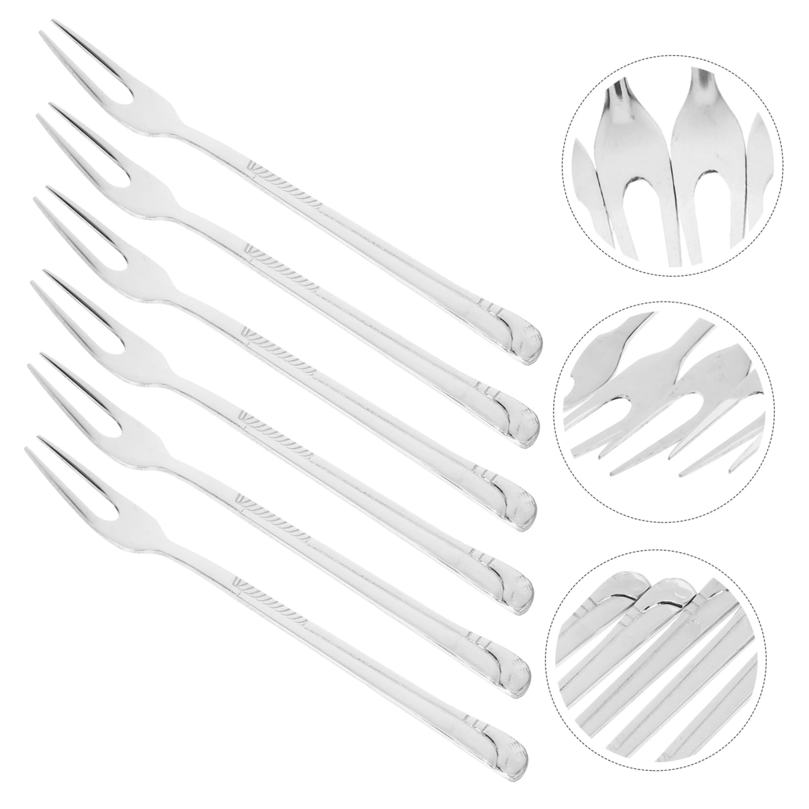 FUNOMOCYA 6pcs Stainless Steel Fruit Fork Appetizer Crab Tea Fork Cocktail Crab Tasting Forks Dinner Fork Olive Fork Seafood Fork Cocktail Fork Portable Forks Silver 304 Stainless Steel