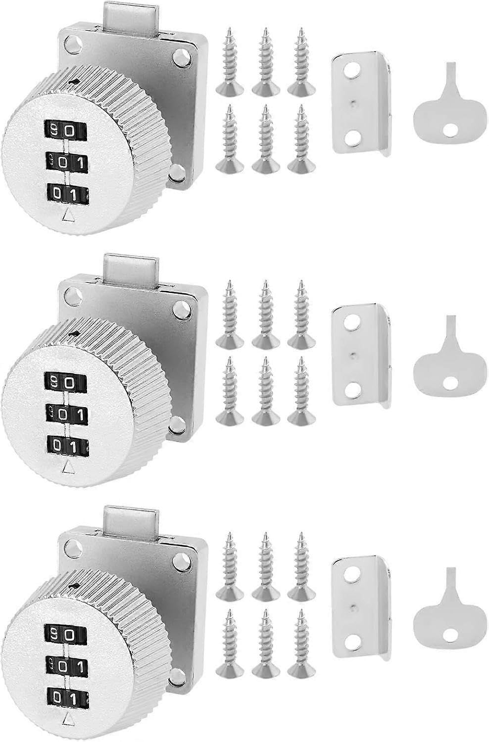 Joyhappst Image Color Pack 3-Digit Combination Locks Keyless Security Lock For Door Cabinet Filing Cabinets Mailboxes Lockers And Drawers (Silver)