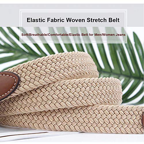 2 Pack 1'' Narrow Width Elastic Belt, Stretch Braided Skinny Fabric Woven Women or Girl Jeans Dress Casual Belt 6