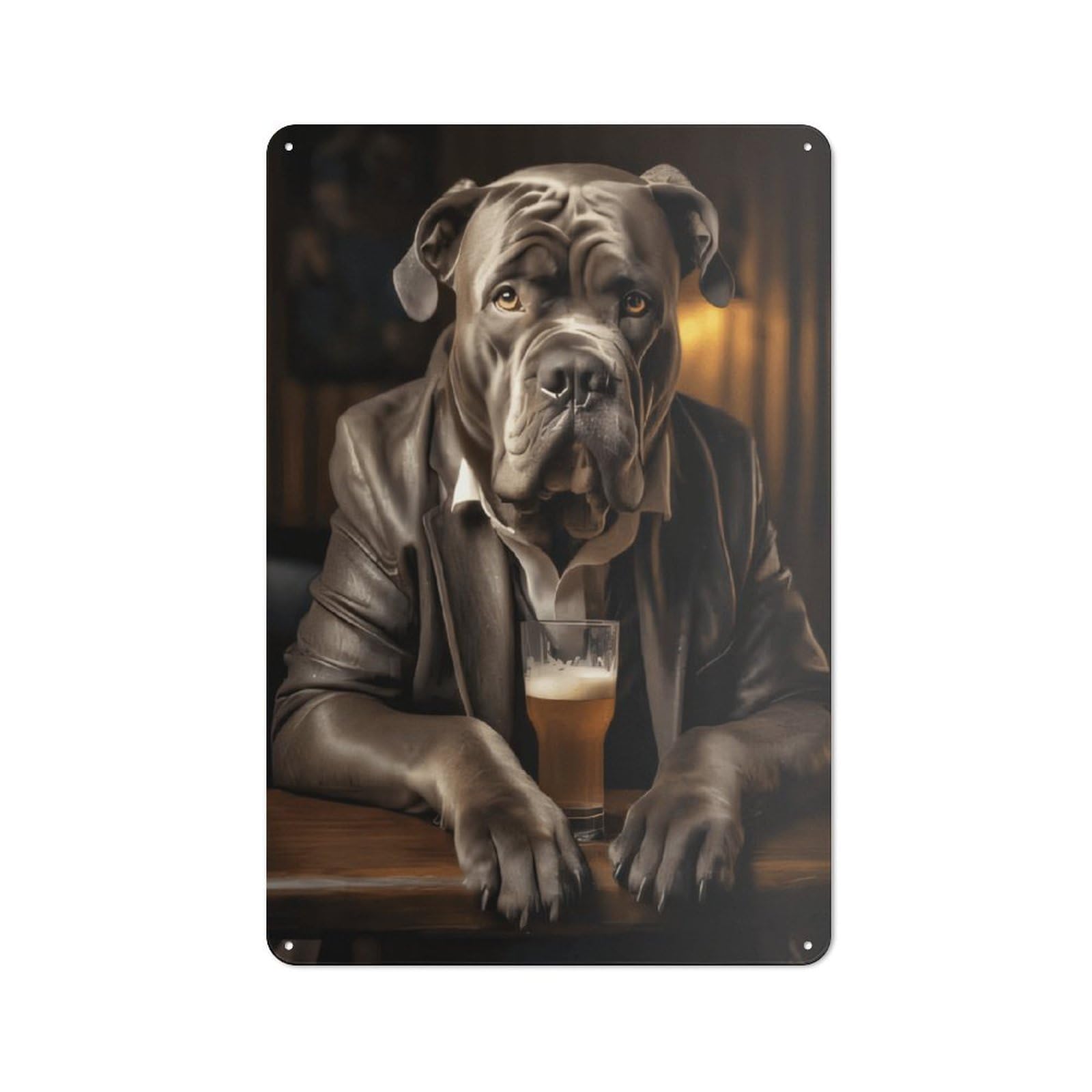 Junmoney Style-19 Dog Drinking Beer Rustic Tin Sign 30X20cm For Pub Or Café, For Collectors Building A Themed Wall Display