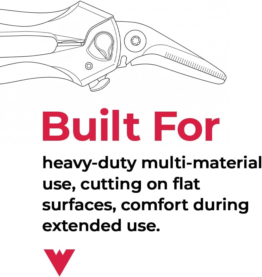 VAMPLIERS 8-Inch Multipurpose Heavy Duty Angled Shears. Serrated Blades Made of Premium Stainless Steel with Wire Cutting Notch. Cuts Wire, Rope, Cord, Insulation, Soft Cable, Many Other Materials.