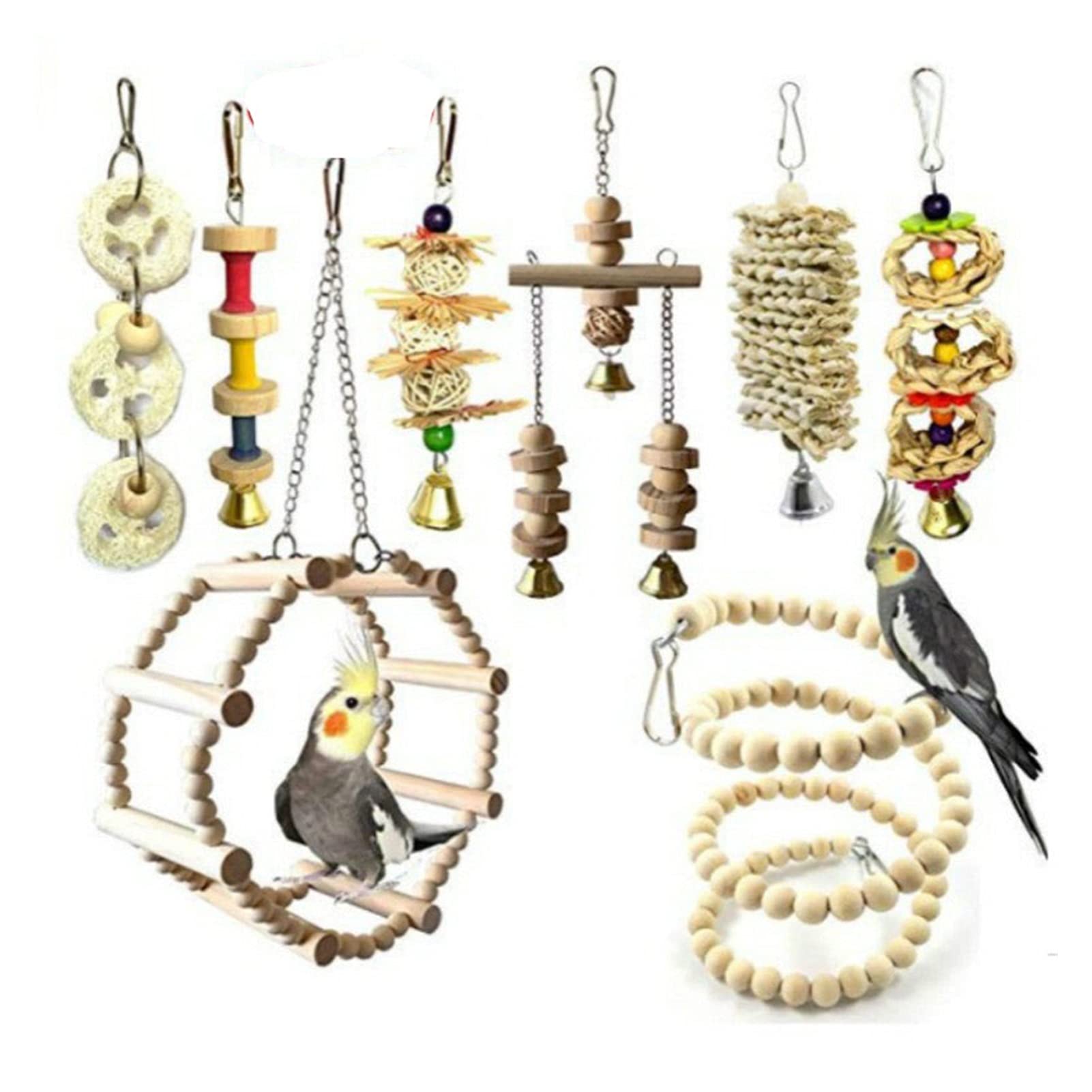 Vogelspielzeug ACHTEN Original Hölzerne Papageien Pet Vogel Spielzeug Set Vogelleiter