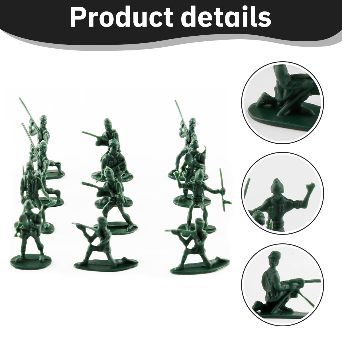 Lotsdonxia 100 Pcs Mini Plastic Soldiers Figures, Traditional Green - 12 Style Poses for DIY War Scene, 3 centimeters - Image 3