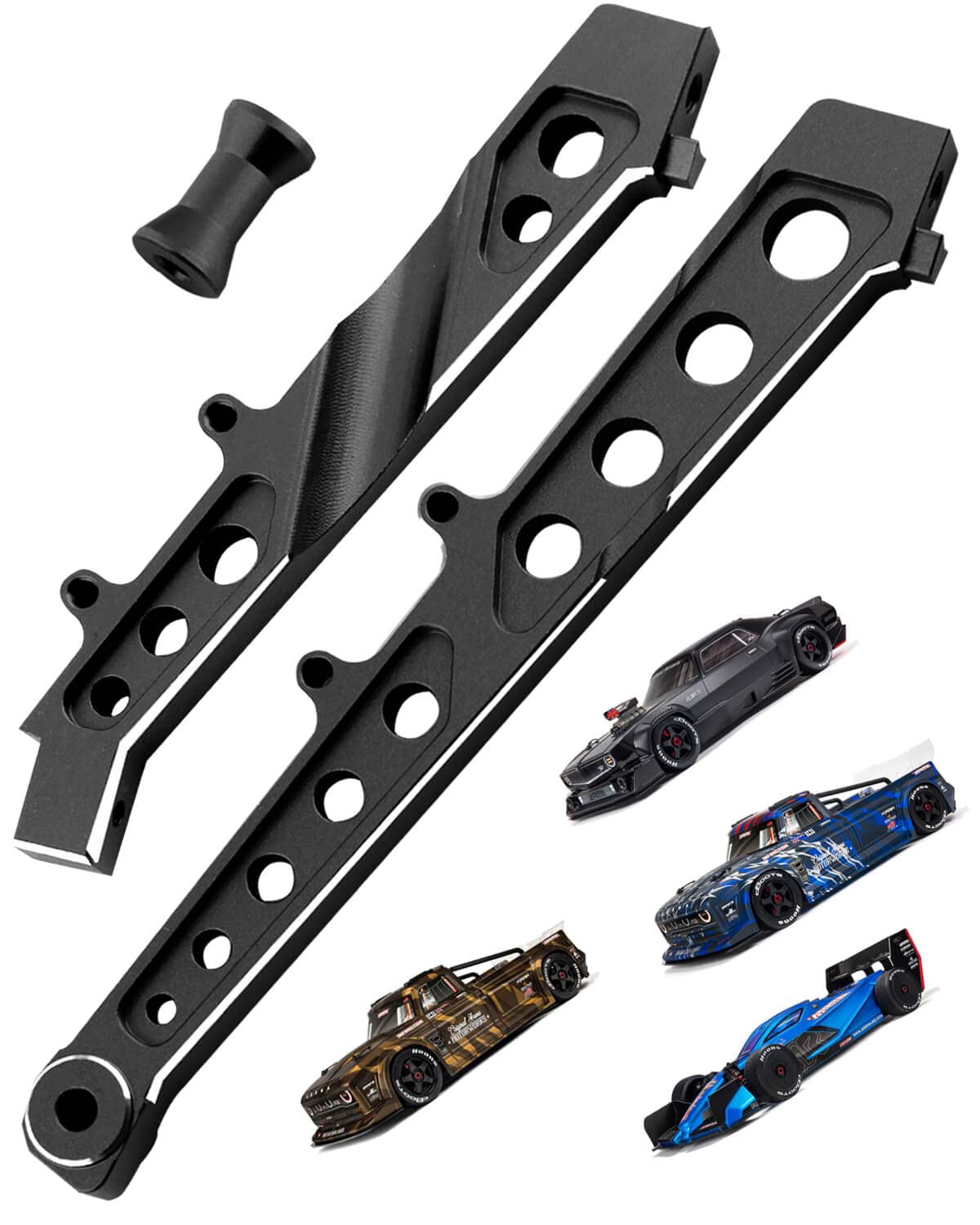 RCMYouAluminum Chassis Brace Upgrades Part for ARRMA 1/7 Felony 6S BLX/Infraction 6S BLX/Limitless Roller,Alloy Front Rear Chassis Brace Hop Ups,Replaces #ARA320511,Black