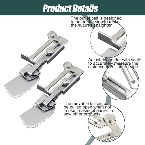Miniatura 2 de Pie de dobladillo enrollado para coser ajustable, nuevo juego de pies enrollados de 0.472-0.787 in, 0.591-0.984 in, juego de pies enrollados