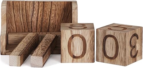 Miniatura 3 de Bloques de calendario de madera, calendario de madera de escritorio, pequeño bloque de fecha de mes perpetuo, decoración rústica de oficina de