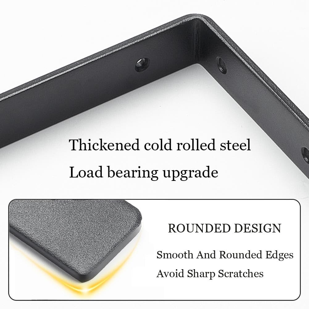 Wall Mounted Bracket,L Shelf Brackets, Right Angle, Premium Metal Heavy Duty Shelf Bracket, Floating Brace Brackets Easy Install (Color : White, Size : 295mm/12in) (Color : Black, Size : 195mm/8i