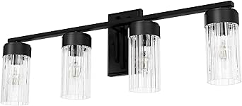 Hunter - Gatz 4-Light Matte Black, Medium Size Vanity Light, Dimmable, Modern Style for Bedrooms, Kitchens, Foyers, Bathrooms - 45223