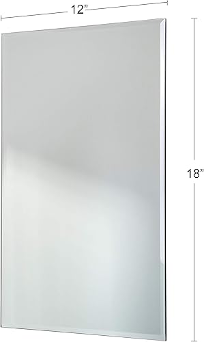 Miniatura 5 de Red Co. Espejo de pared rectangular minimalista moderno, sin marco con borde biselado, grande, 12 x 18 pulgadas