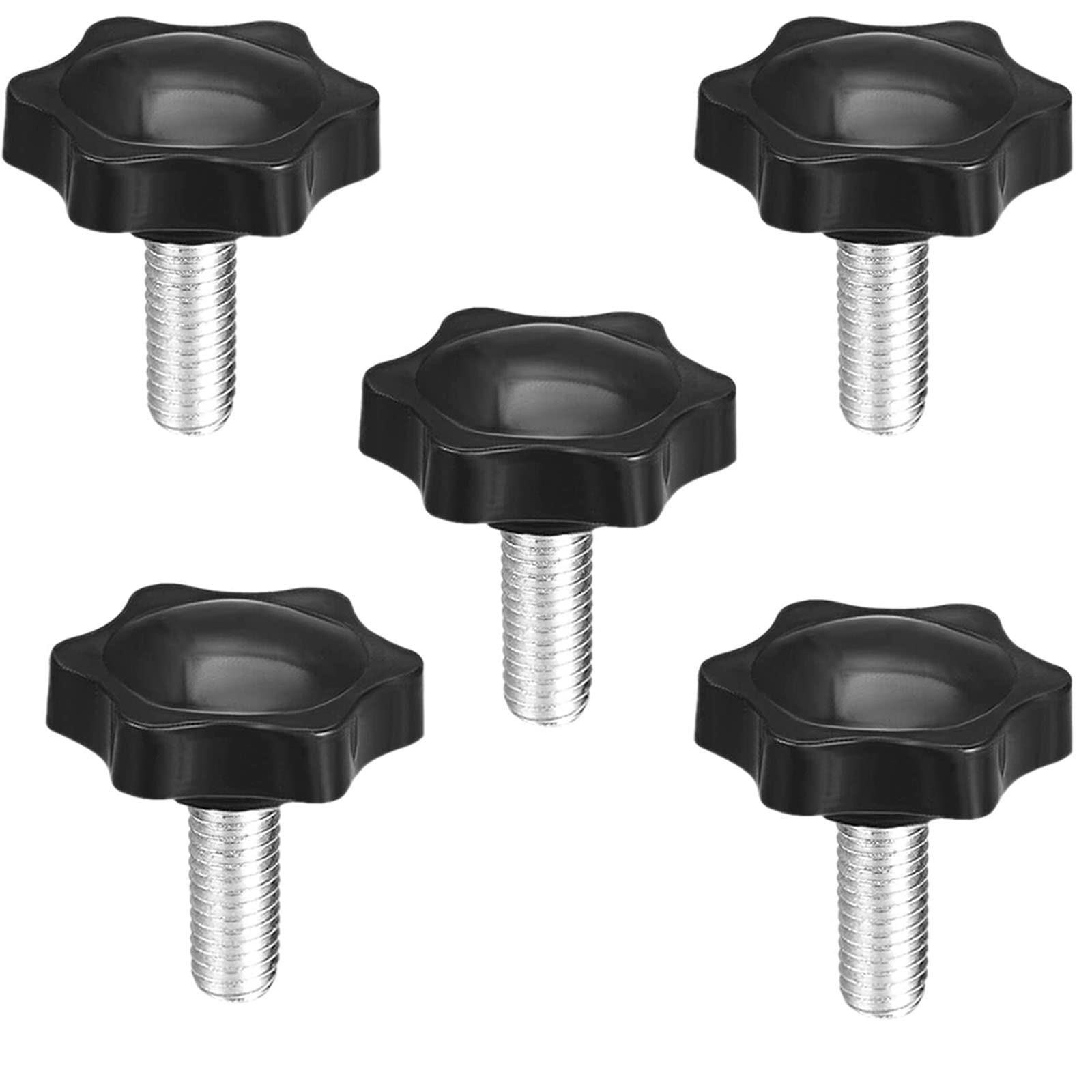 TA-VIGOR 5Pcs Clamping Screw Knob Star Shaped M6 x 16mm, 32mm Dia Plum Hex Shaped Plastic Head Clamping Knob Male Thread Grips