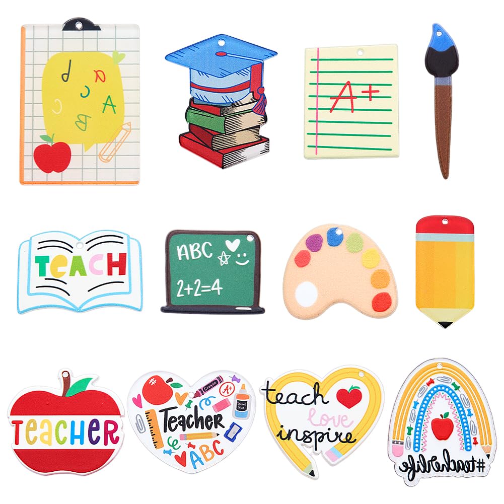Breloques rentrée scolaire en acrylique pour créer des bijoux d'enseignants