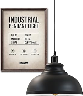 LEDSone Industriel Suspension Luminaire Rétro Lustre Plafonnier Vintage Lampe Éclairage de Plafond Abat-jour en Métal pour Restaurant Salon Chambre Cuisine Bar Couloir (Blanc) (Noir)