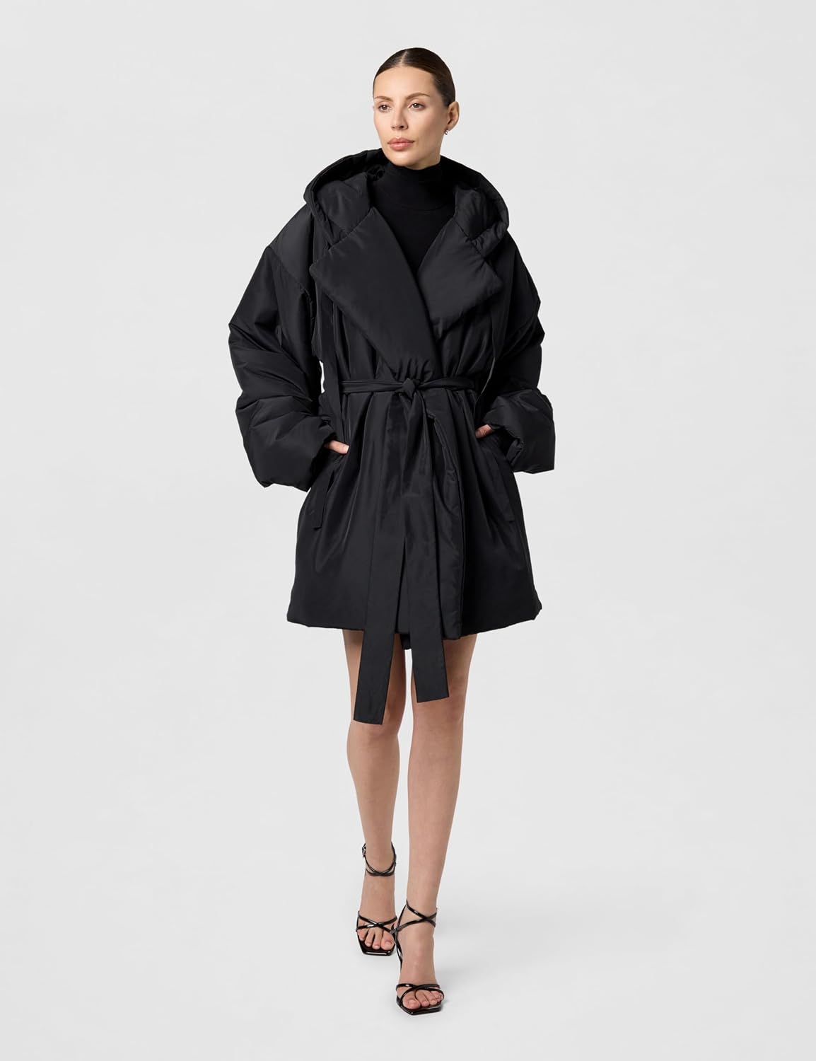 Norma Kamali Women's Hooded Sleeping Bag Coat to Knee