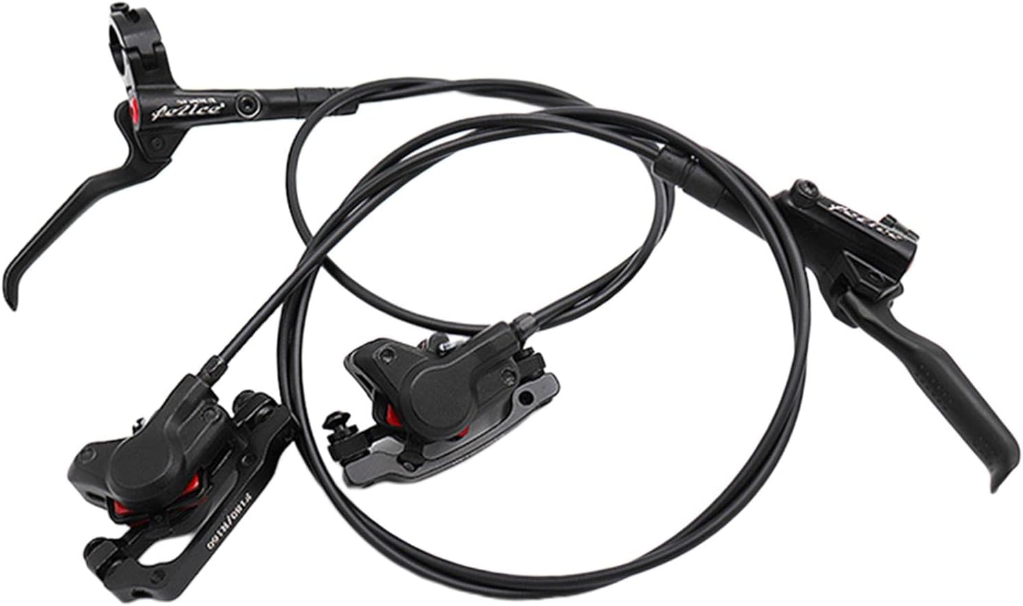 High Performance Hydraulic Disc Brake Set for Road Bicycle - Strong Braking Force, Easy Install - Front & Rear Brake Calipers with 1000mm/1700mm Tube - Front and Rear