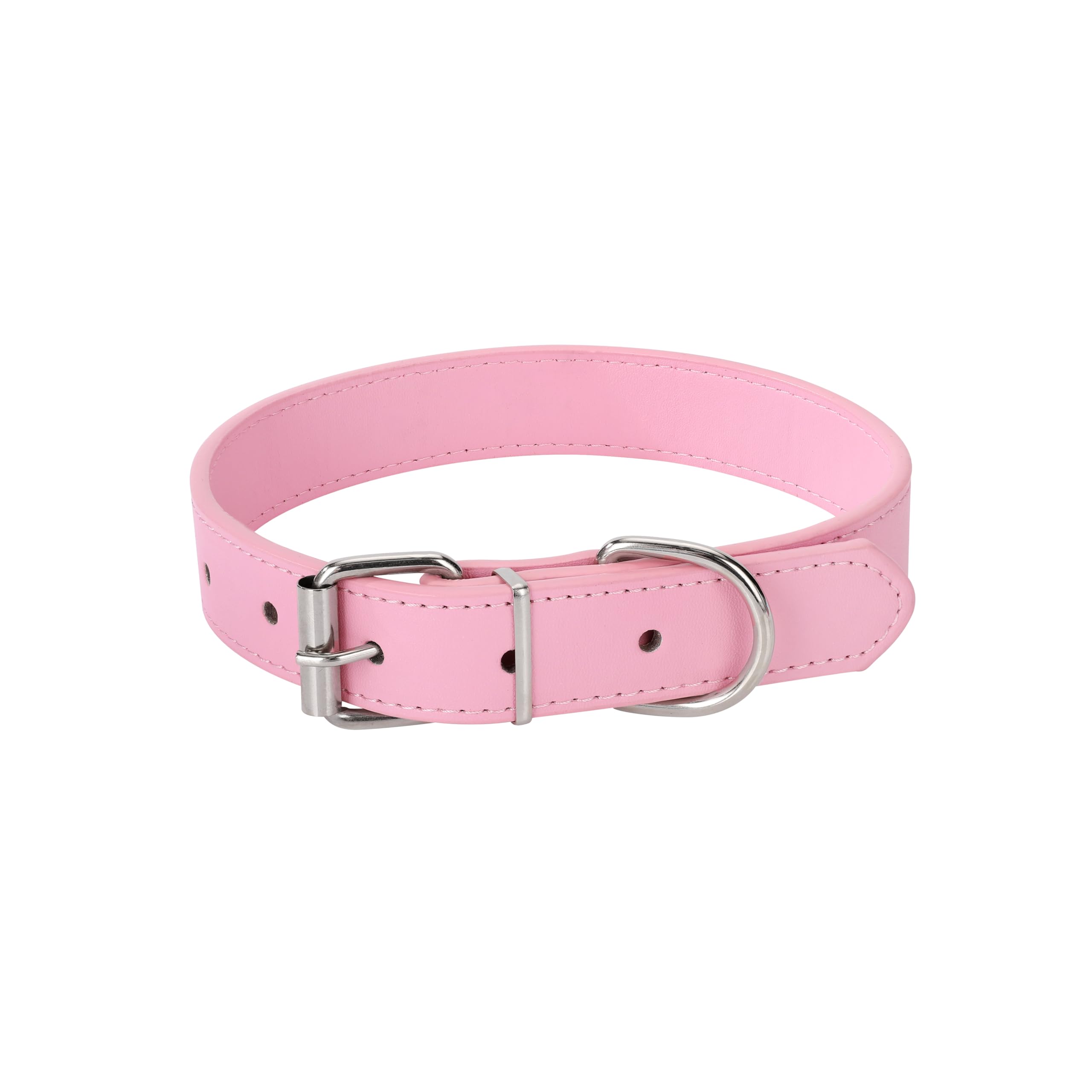 Hundehalsband aus weichem Leder, für kleine, mittelgroße und große Hunde, bequem und verstellbar (Breite: 1,9 cm für Hundehals: 25,4 - 35,6 cm, Rosa, M)