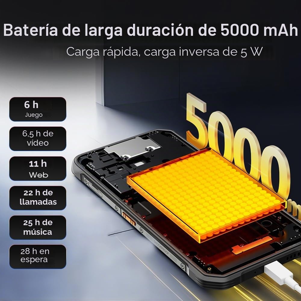OSCALMarine 3 Movil Irrompible 2026, 24GB+256GB/2TB Teléfono Móvil Resistente IP68, 5000mAh, Android 15, 6.56" HD+ 90Hz, 16MP+13MP Cámara AI Smartphone Todoterreno, 4G/NFC/GPS/OTG/Gemini AI, Blanco