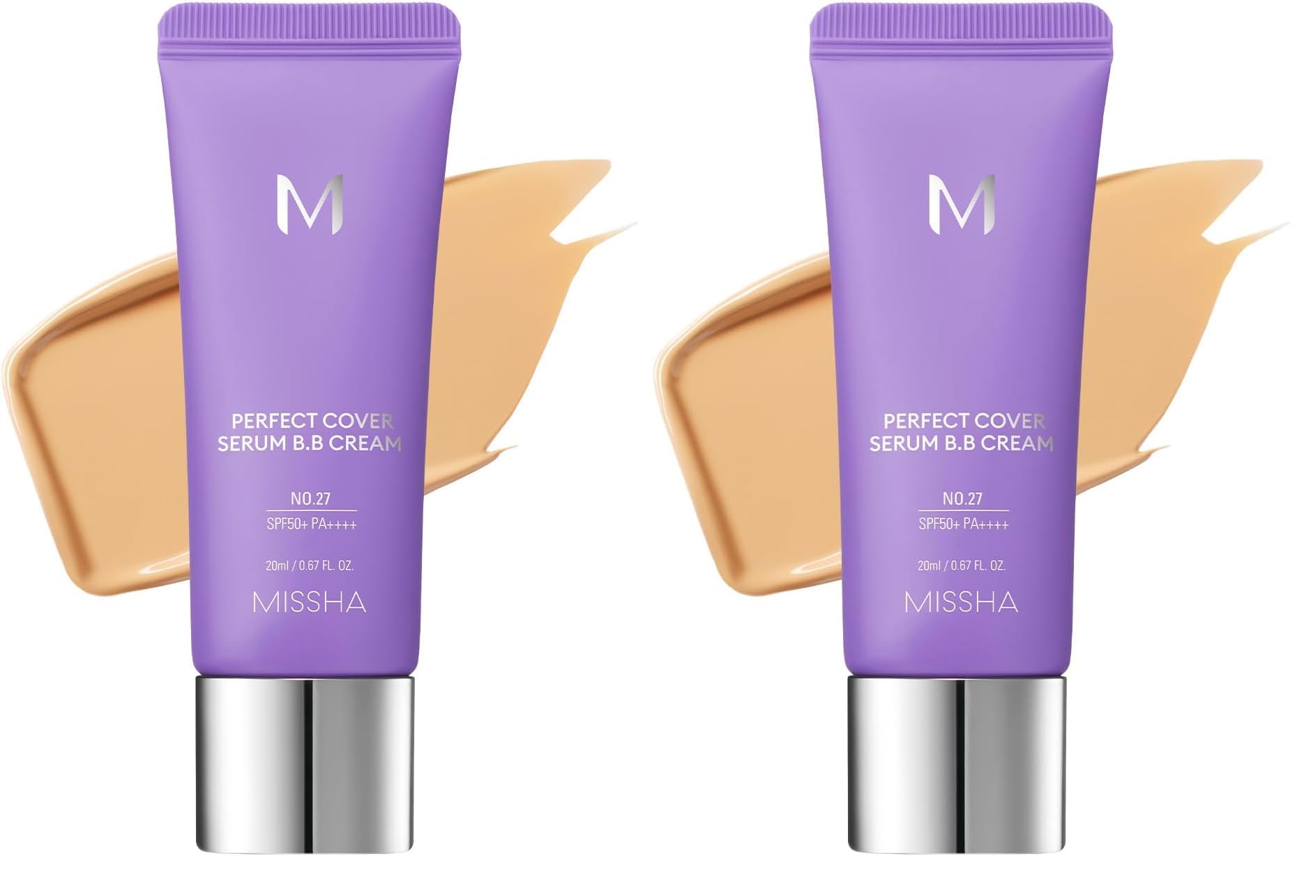 MISSHA Yaşlanma Karşıtı Bakım ve Aydınlık Görünüm Sunan M Perfect Cover Serum BB Cream (No:27) (2 paketi)