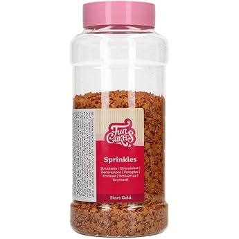FunCakes Stars Gold 7mm Sugar Sprinkles Great Flavour Perfect for Cake Decorating Sprinkle Mix 450g
