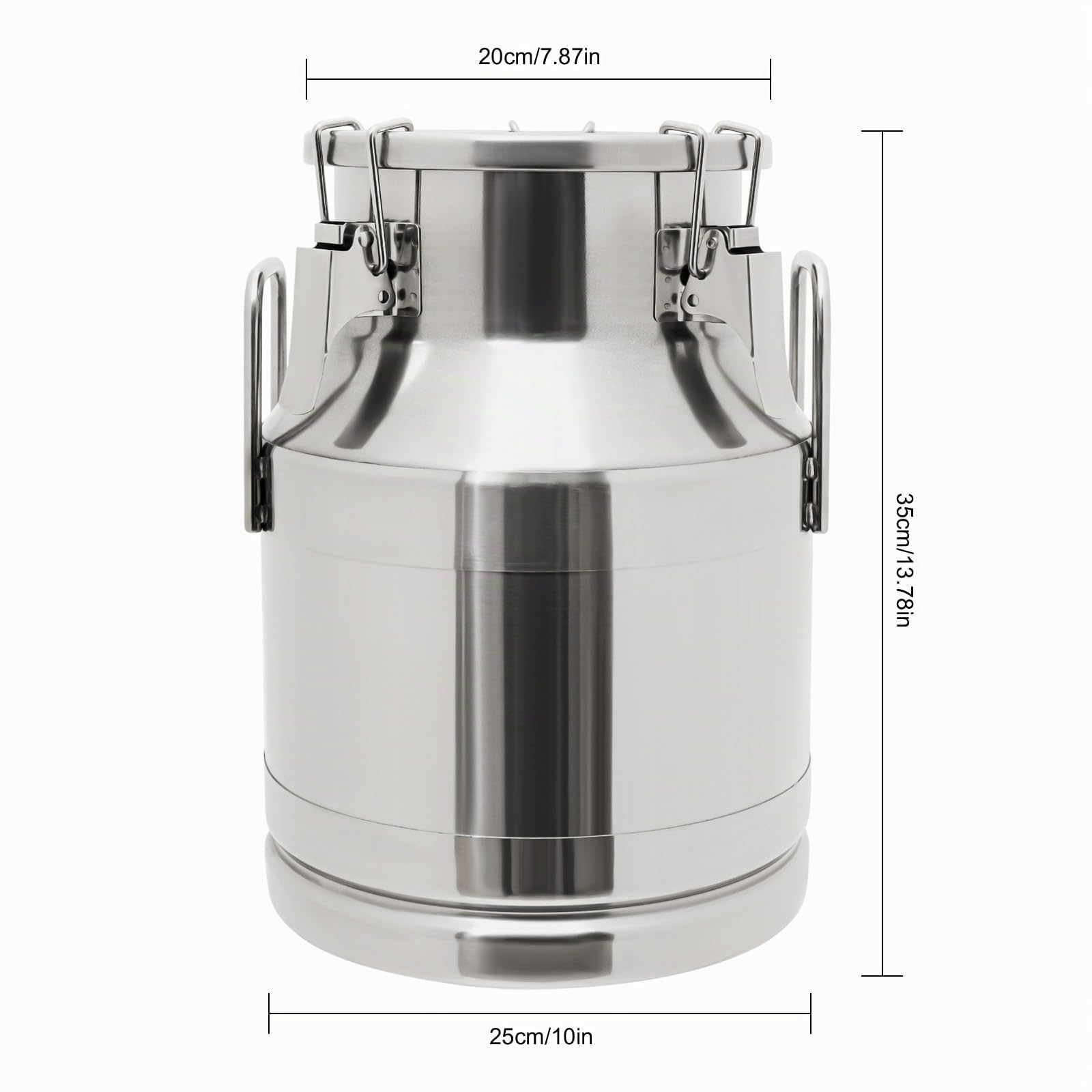 201 Pot à Lait en Acier Inoxydable Couvercle Anti-Fuite Pot à Lait Récipient en Acier Inoxydable avec Joint en Silicone pour vin,Huile, jus de Fruits 10L