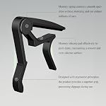 Guitar Capo for Acoustic, Classical, Electric Guitars, Ukulele, Mandolin, Banjo, and other string musical instruments, Quick Release, Memory Silicone Pad, Buzzing-Free (Black & Black)