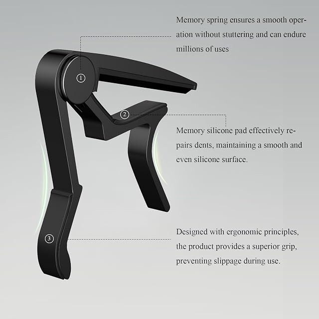 Guitar Capo Quick Release No Buzz, Stage, pratique, enregistrement à domicile 6-string, ukulélé, banjo, mandoline 5 les choix (0.71mm)|Noir