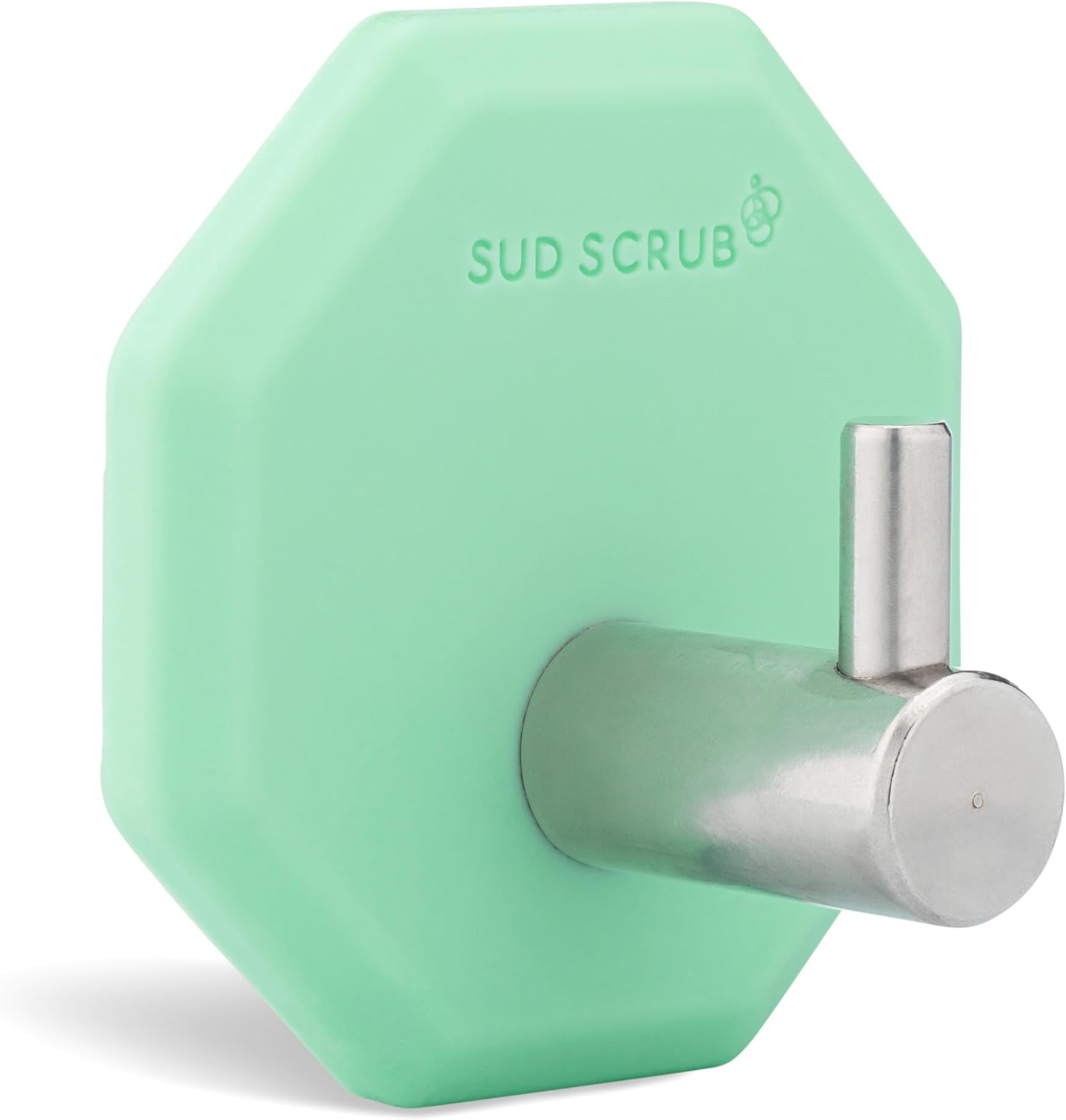 Sud Scrub® Antimicrobial Shower Hook, Self Adhesive Hooks for Shower Wall, Heavy Duty Removable Wall Hooks, Stick On Hooks for Hanging, Bathroom Towel Hook (Mint)