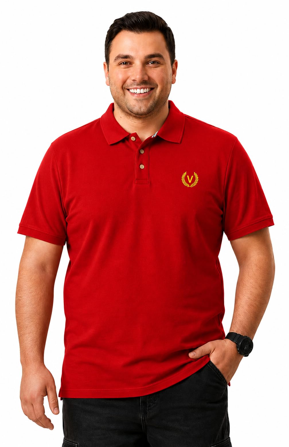 mack jonney Plus Size Men's Solid Polo T-Shirt | Premium Cotton Blend Collared Half Sleeve Regular Fit Casual Polo Tee for Men-MJ-50-picture-23
