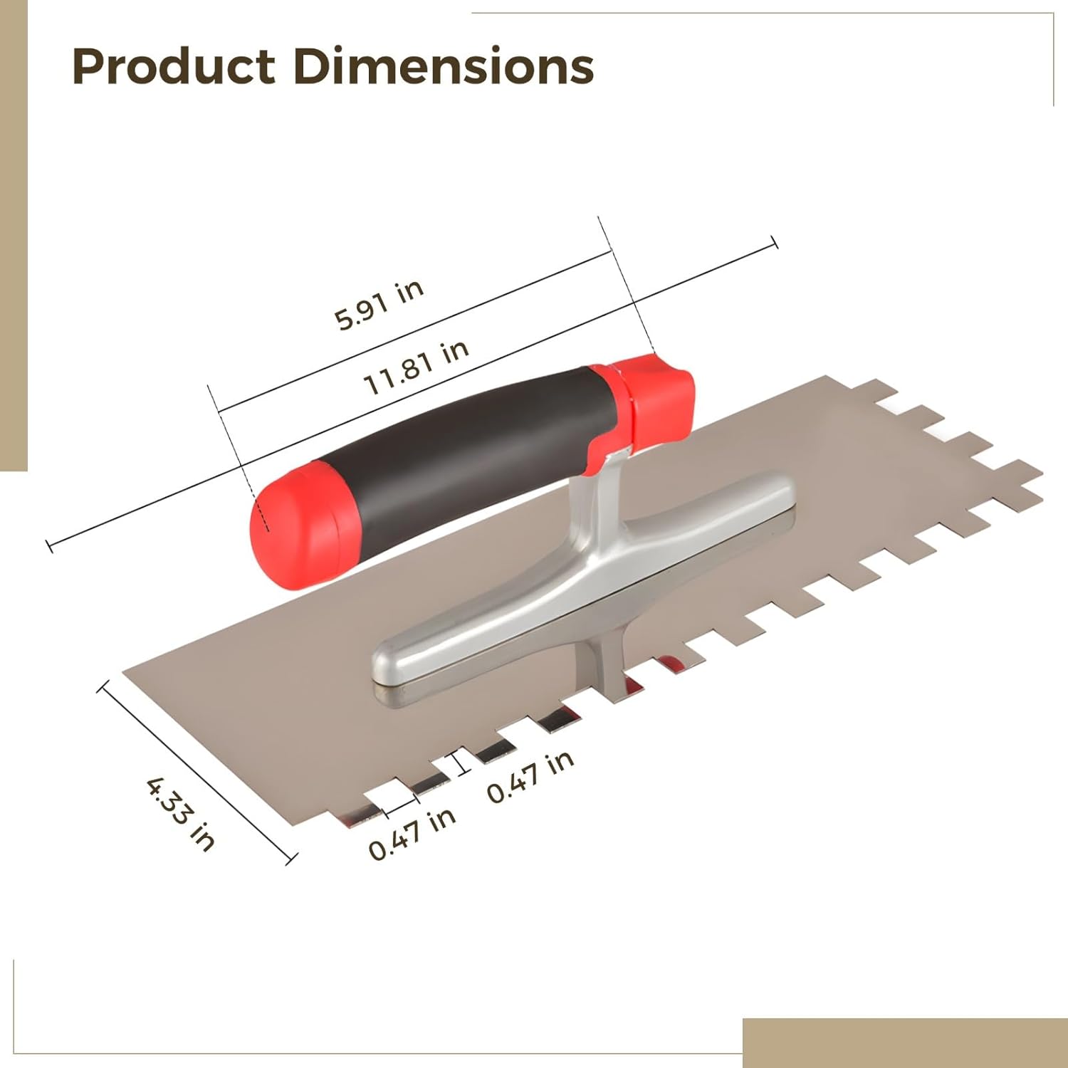 Professional Stainless Steel Notched Trowel with Comfort Grip for Tile Installation
