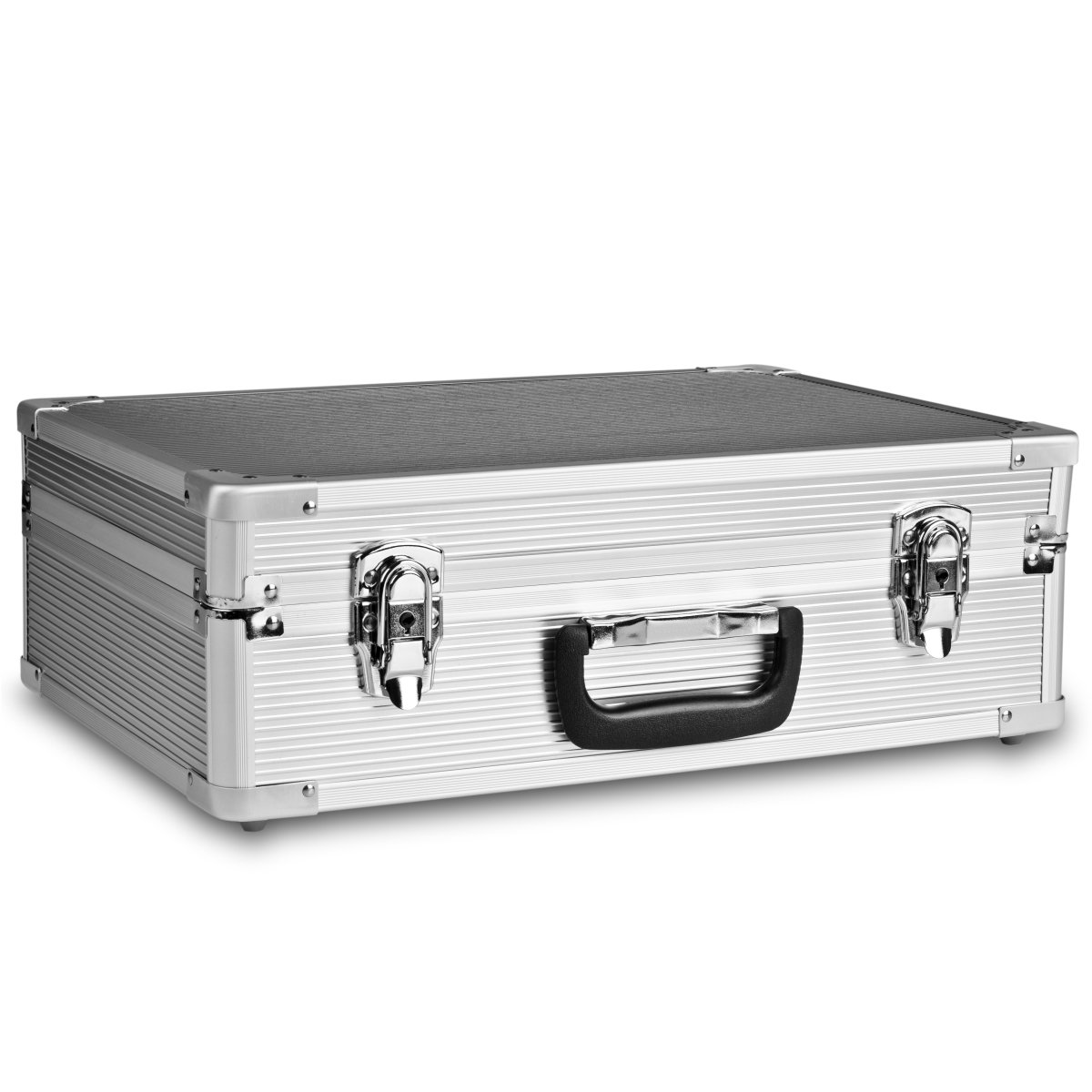 Mantona Valise Photo Basic M avec Mousse Argent Aluminium, verrouillable