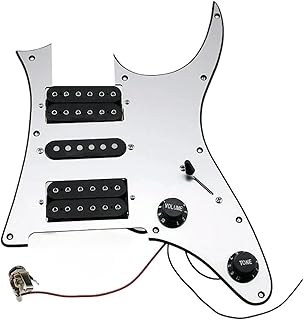 Upgrade Prewired HSH Pickguard Set Multifunction Humbucker Pickups Welding Harness For Guitar guitar pickguard pickup (Color : Silver)