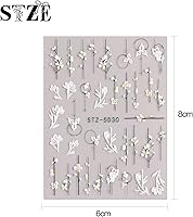 Vista 7 de JMEOWIO 3D Embossed Flower Spring Nail Art Stickers Decals Self-Adhesive Pegatinas Uñas 5D Summer Colorful Floral Nail Supplies Nail Art Design