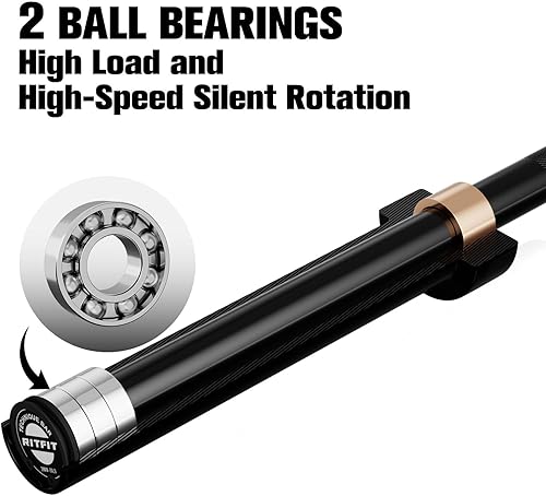 Miniatura 8 de RitFit Barbell Weight Set - 4/6FT Olympic Barbell with Weight Plates (55-115LB Total) - Weightlifting Equipment for Squats, Curls, Deadlifts, Negro