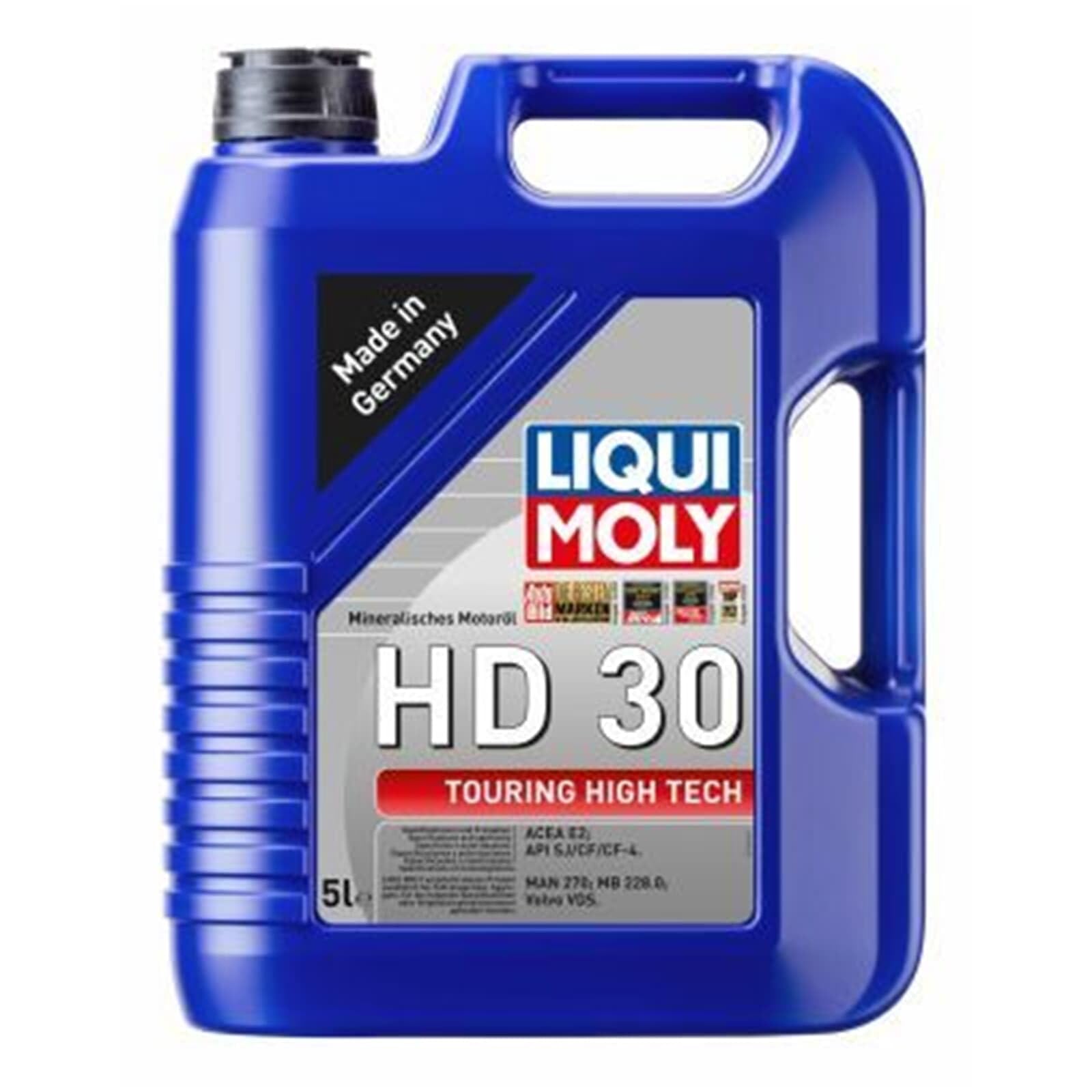 LIQUI MOLY Huile moteur Touring High Tech SAE 30 Huile minérale huile ACEA E2 API SJ API CF-4 HD 30 5 L Compatible avec BMW 3 Berline E30, MAZDA MX-5 II NB, HYUNDAI GETZ TB, TOYOTA LAND CRUISER 90 J9