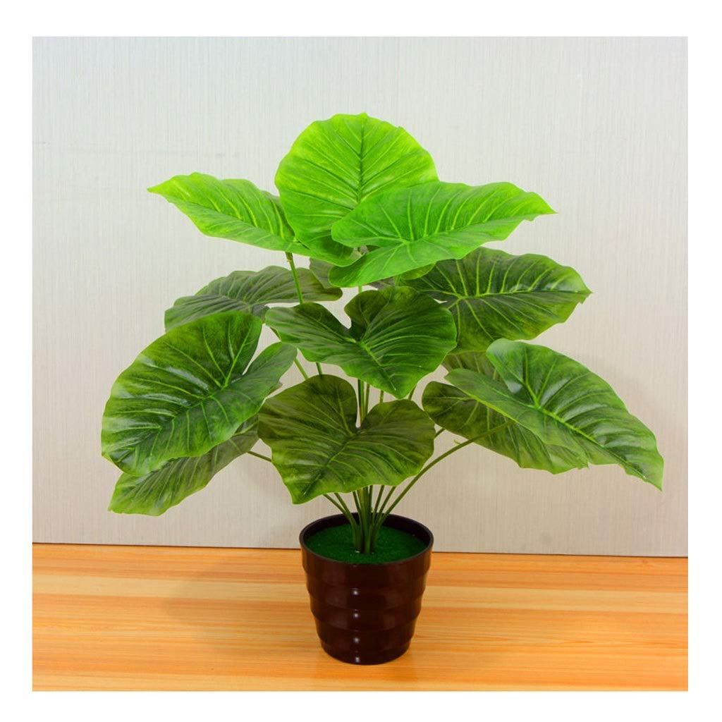 MYBA Kunstbaum 1Bunch 50CM künstlicher Baum-Grün Scindapsus Aureus Blatt for Hochzeitsdekorationen Gefälschte Bonsai-Baum Pflanze Zubehör Kunstpflanze (Color : Black Basin-3)