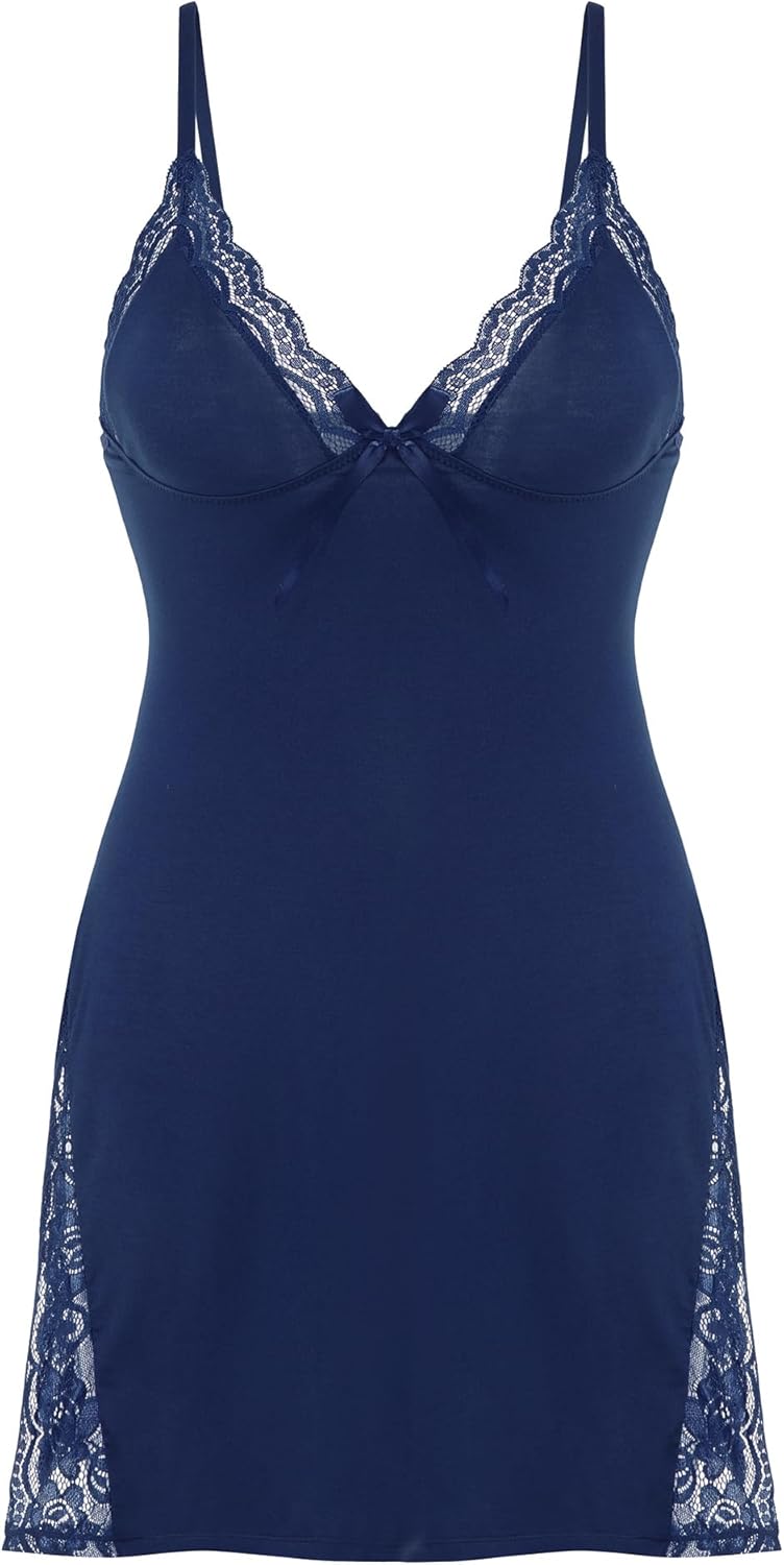 Sexy Women's Lingerie Modal Nightwear Spaghetti Strap Nightgown Babydoll Chemise - Image 5