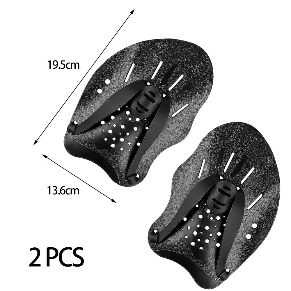 Palas de Natación con Correas Ajustables para Adultos Niños Unisex (Negro)