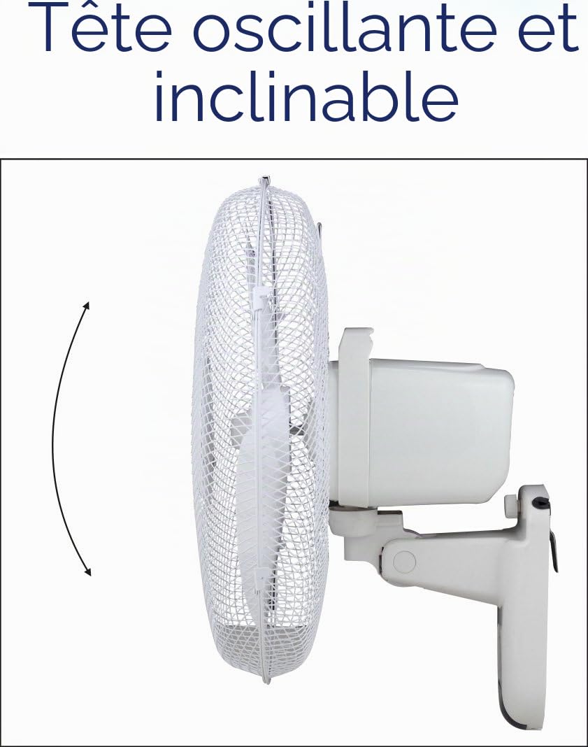 Ventilador de pared con mando a distancia, 45W, 40cm diametro.- Wall fan with remote cotrol, 45W, 40cm diametre.
