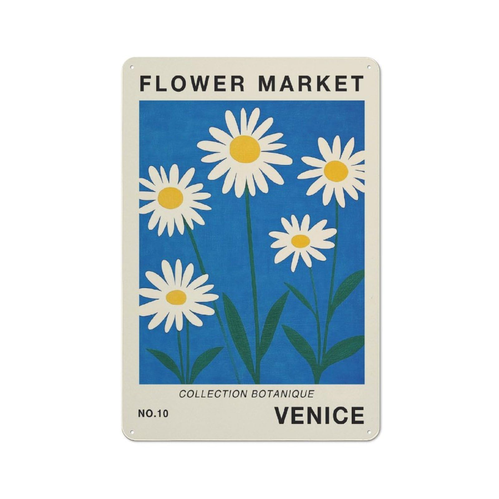 Junmoney Style-7 Venice Flower Market Print Rustic Tin Wall Plaque 30X20cm For Hobby Room Or Studio, A Christmas Gift For People Styling Hobby Room And Studio