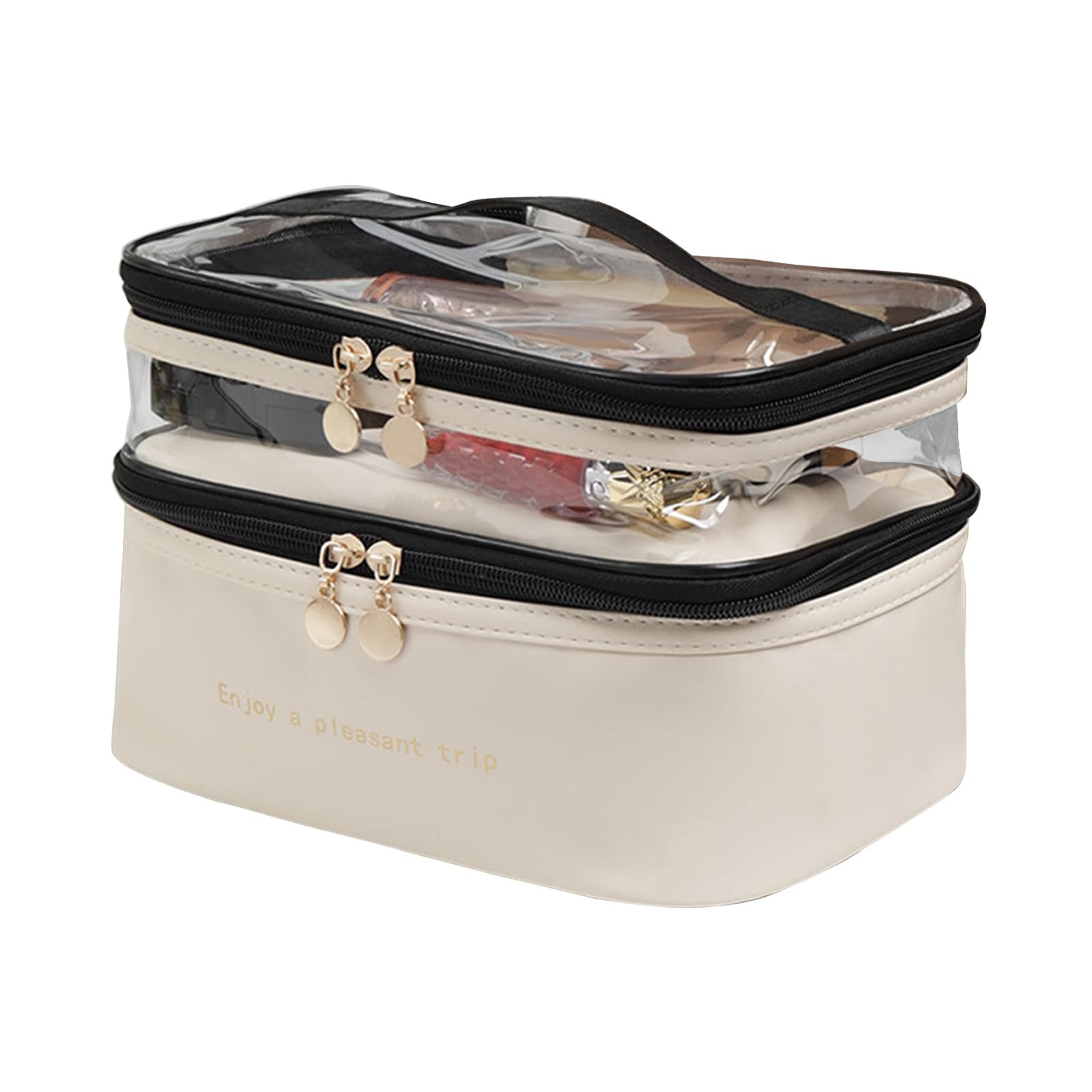 Tsophreniq Efficient Cosmetic Storage Case Multifunctional Travel Cosmetic Storage Bag with Separate Layers for Students Waterproof Beauty Container