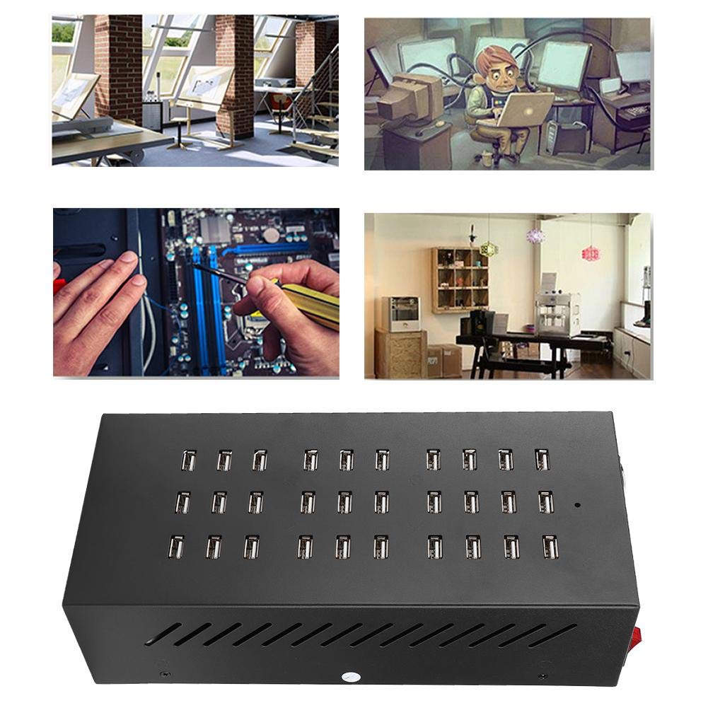 Stazione di Ricarica Hub USB, 30 Porte USB 3.0 Hub con Interruttore per la Ricarica Rapida Prestazioni, USB Hub 3.0 Alimentato per Telefoni Cellulari/Tablet