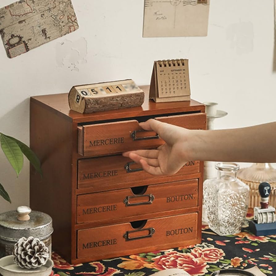 Amazon.co.jp: MJKQ9 卓上収納ボックス 木製 25*18*23cm