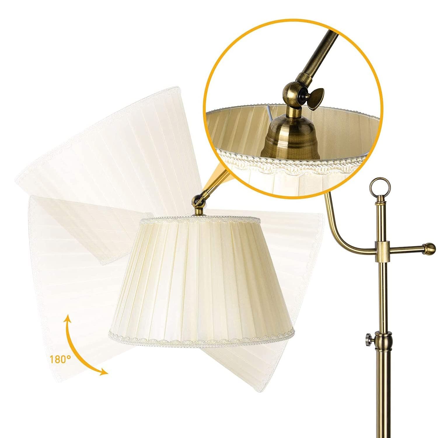 Image secondaire de ACMHNC Lampadaire Sur Pied Salon, Lampe Sur Pied Vintage Dimmable avec Télécommande, 3000k-6000k, E27 Lampadaire Salon Doré avec