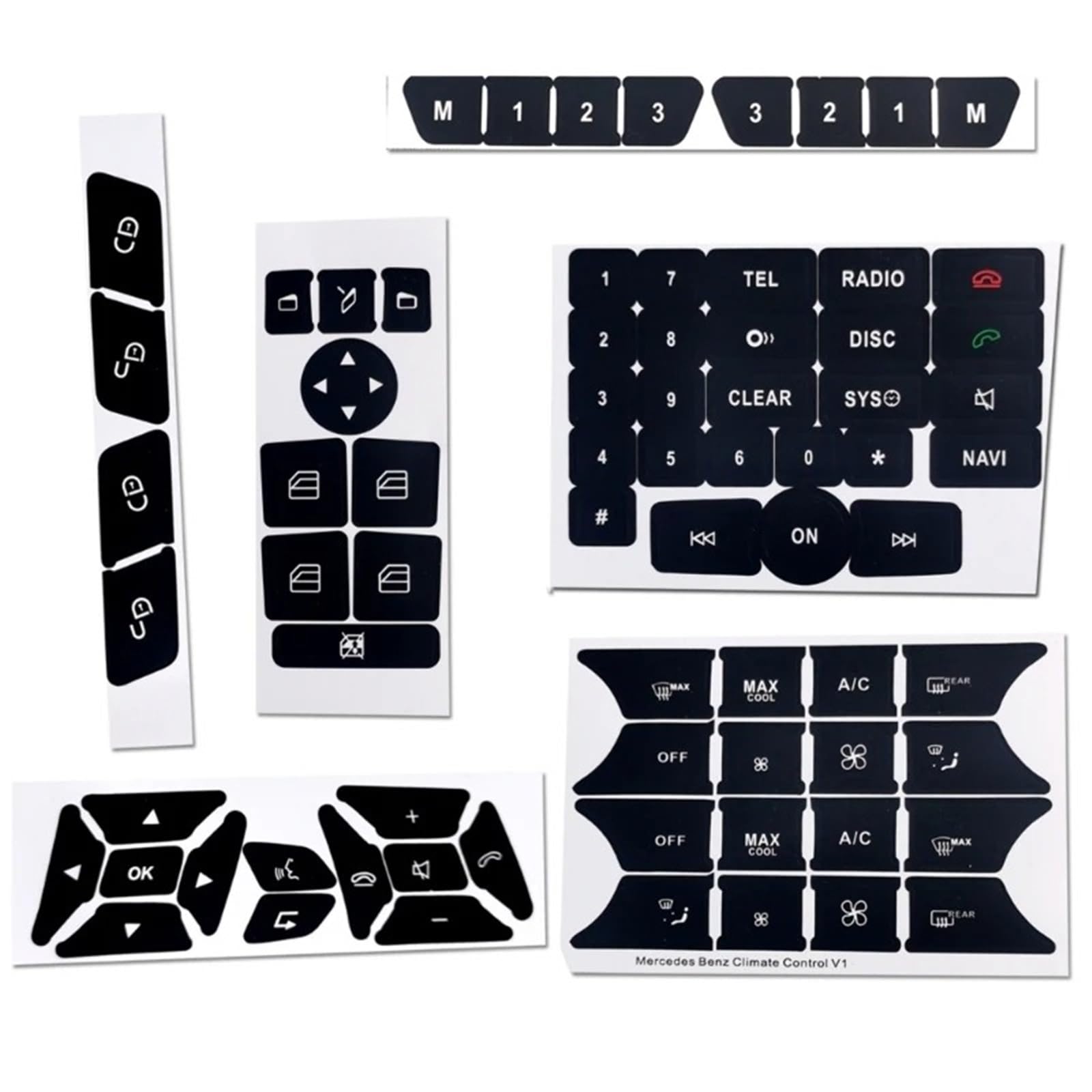 Interior Button Decals Compatible with BMW for C207 for A207 for R231 Car Interior Stickers Switch Knob Button Repair Decal for Custom Pack(Size2)